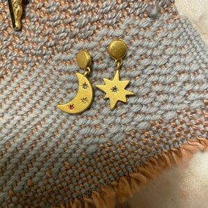 Madewell Gold tone Moon and Star Earrings